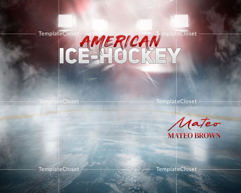 American Ice Hockey Light Effect Sport Photography Template