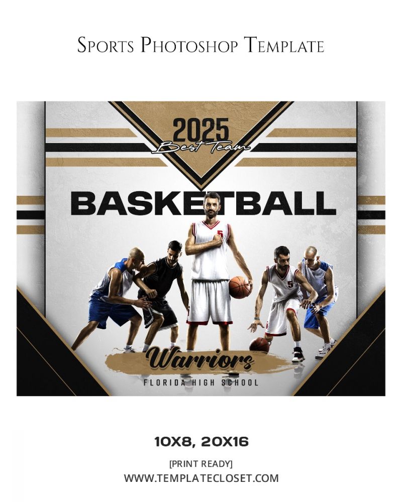 Basketball Team Warrior Enliven Effect Print Ready Sport Photography Template