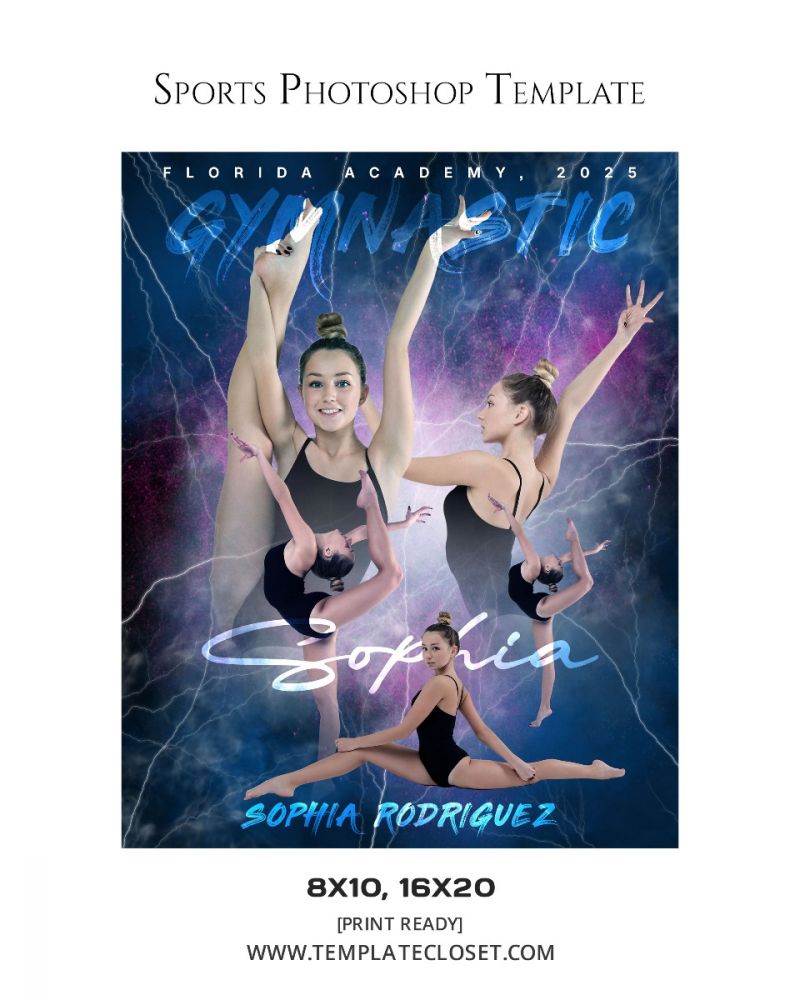 Gymnastic Pose Customized Sport Photography Template
