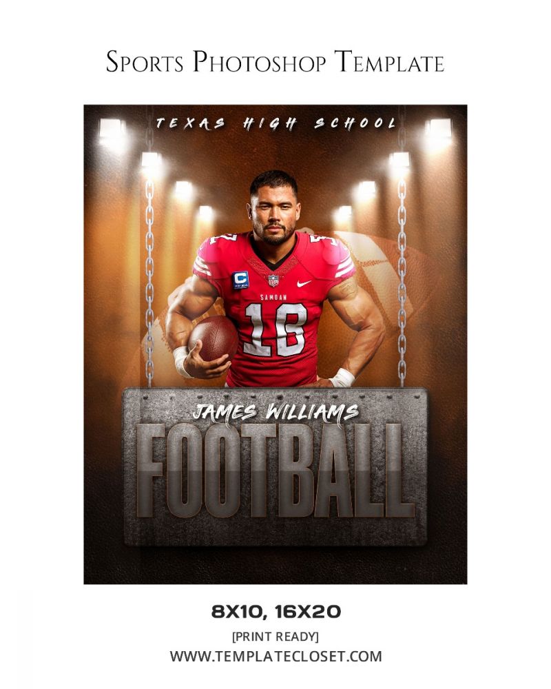 James Williams - Football Light Effect Customized Photography Template