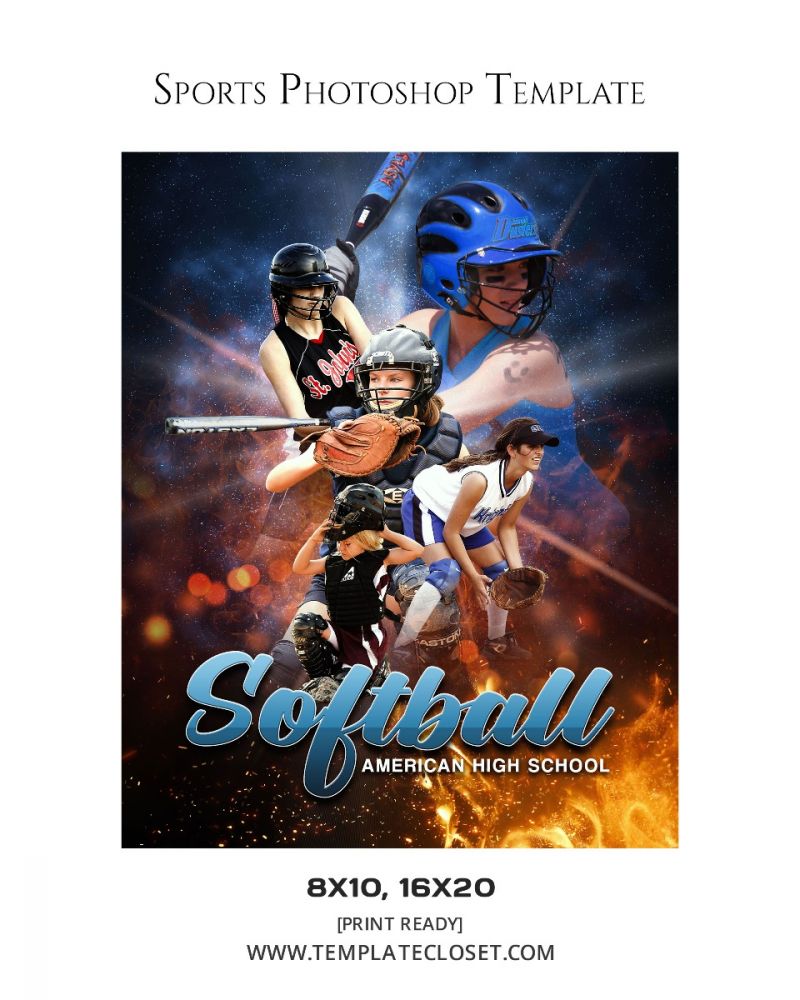 Softball Player Moves Customized Photography Template