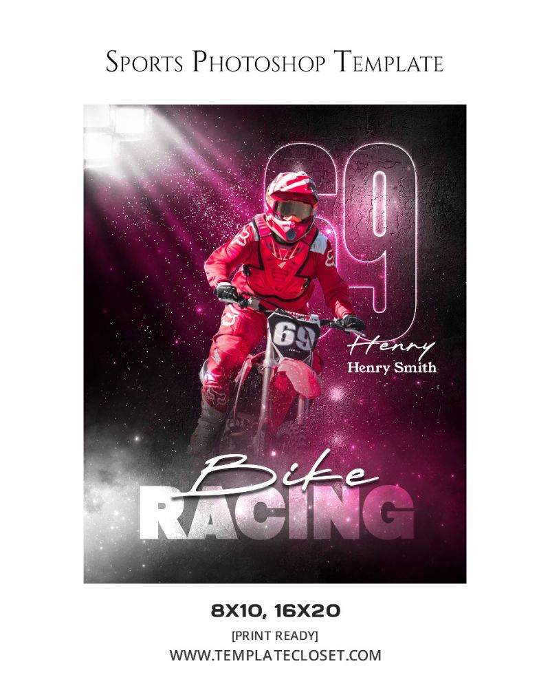Bike Racing Signature Effect Customized Photography Template