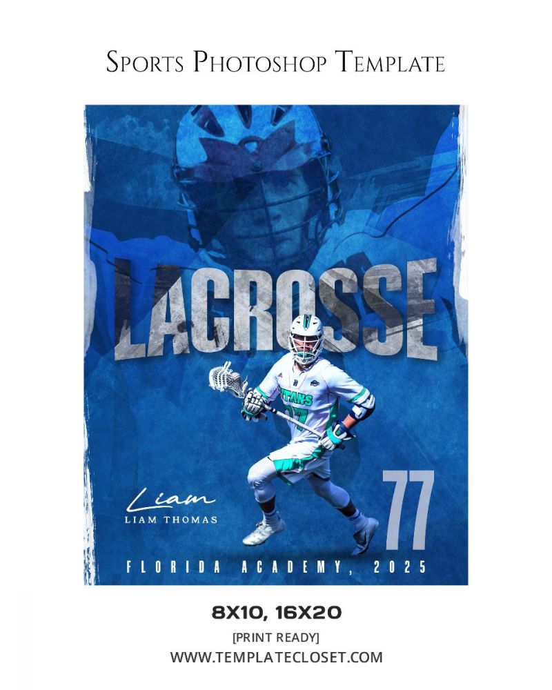 Lacrosse Memory Mate Blue Effect Customized Photography Template