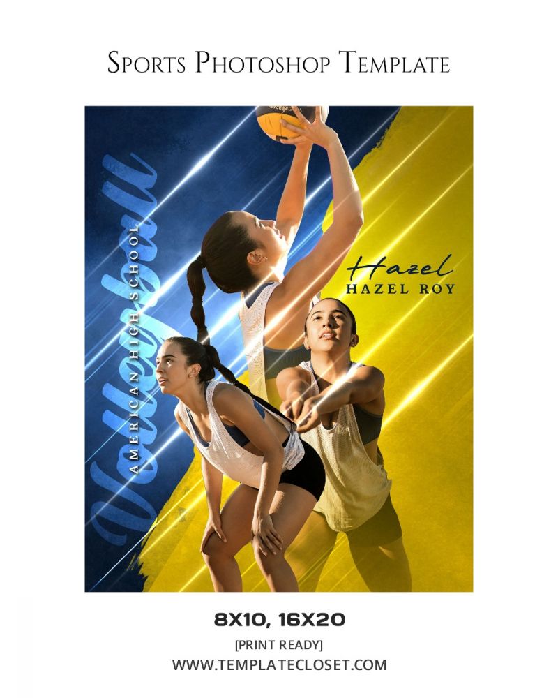 Volleyball Multi Color Effect Sport Customized Photoshop Template