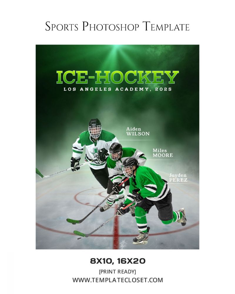 Ice Hockey Team Enliven Effect Sports Photography Poster