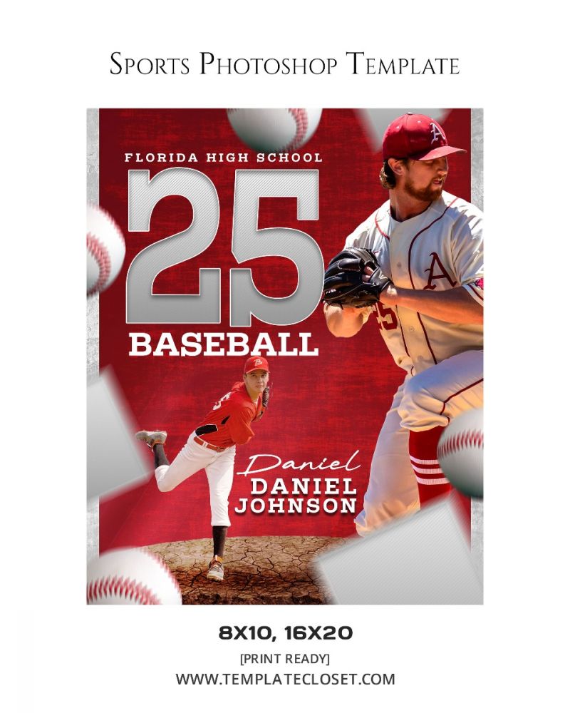 Baseball Florida High School Signature Effect Sport Photography Template