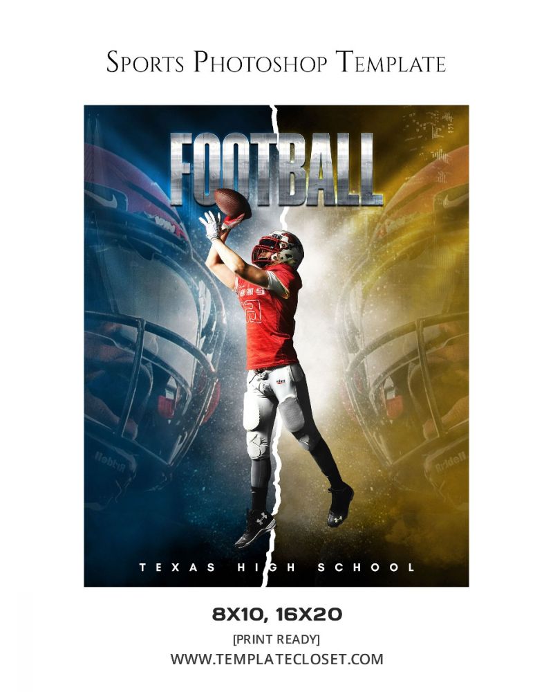 Football Color Effect Customized Sports Photography Template