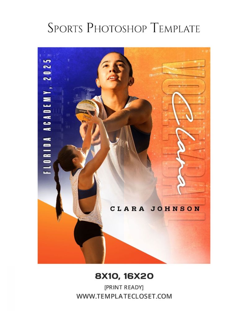 Clara Johnson - Volleyball Color Effect Customized Photography Template