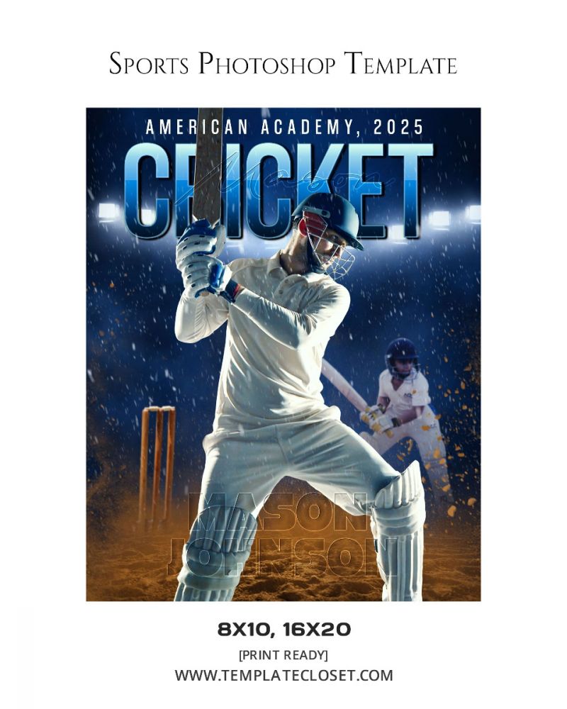 Cricket Green Effect Sports Print Ready Template