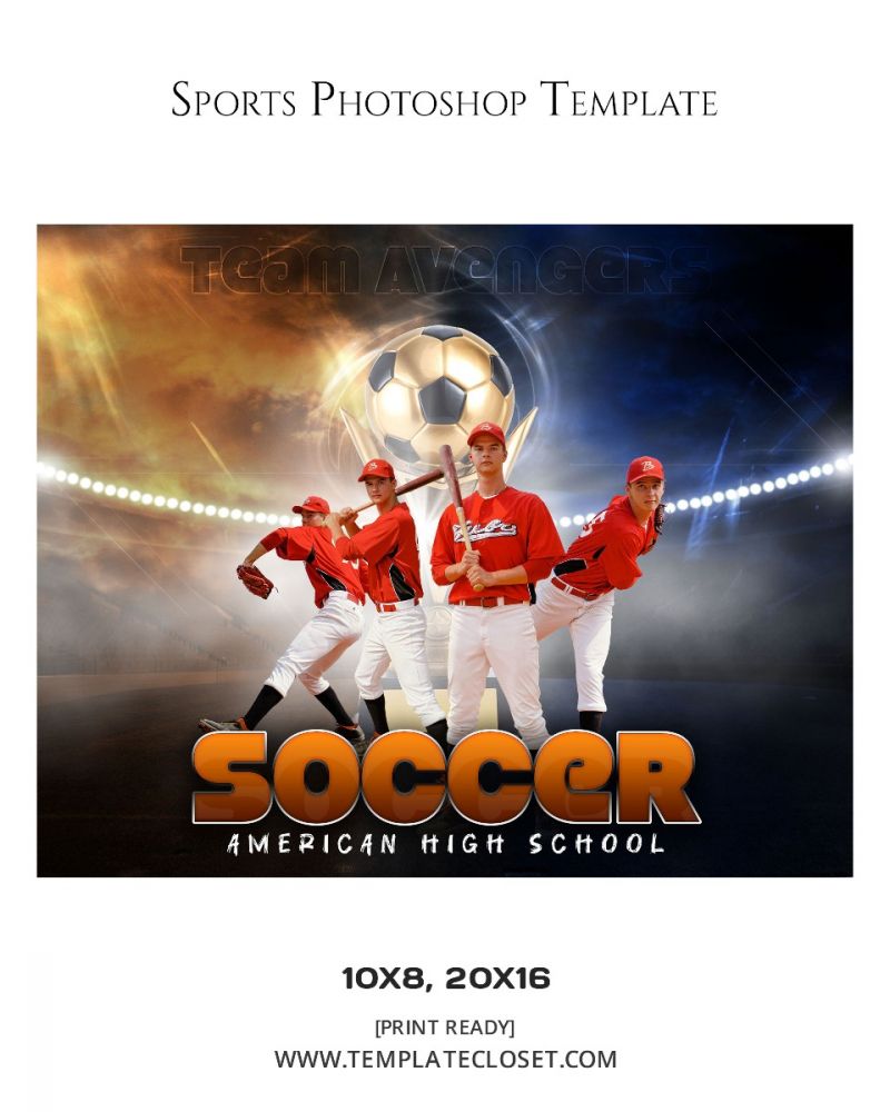 Soccer Team Color And Light Effect Customized Photography Template