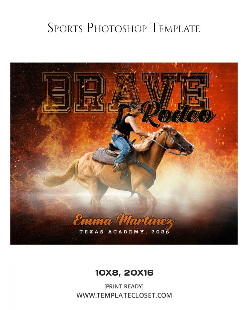Rodeo Fire Effect Customized Photoshop Layered Template