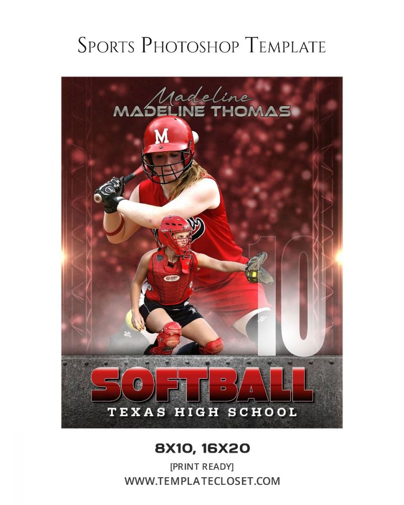 Madeline Thomas - Softball Customized Signature Effect Sport Photography Template