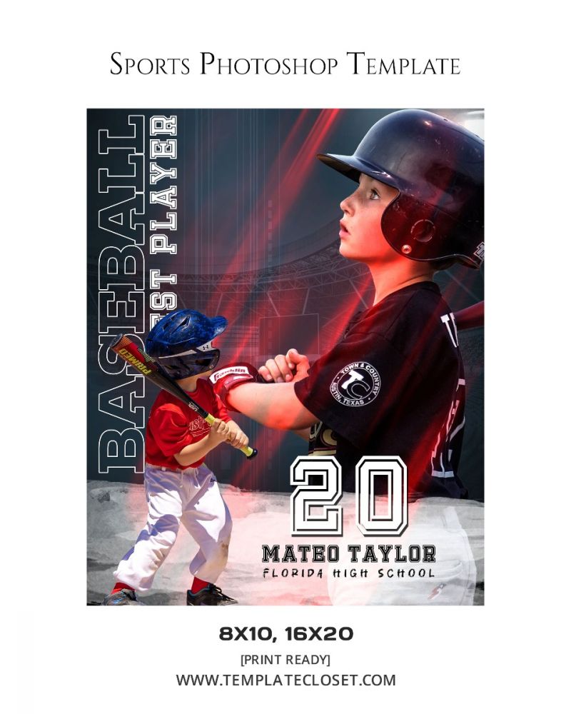 Baseball Florida High School Signature Effect Sport Photography Template