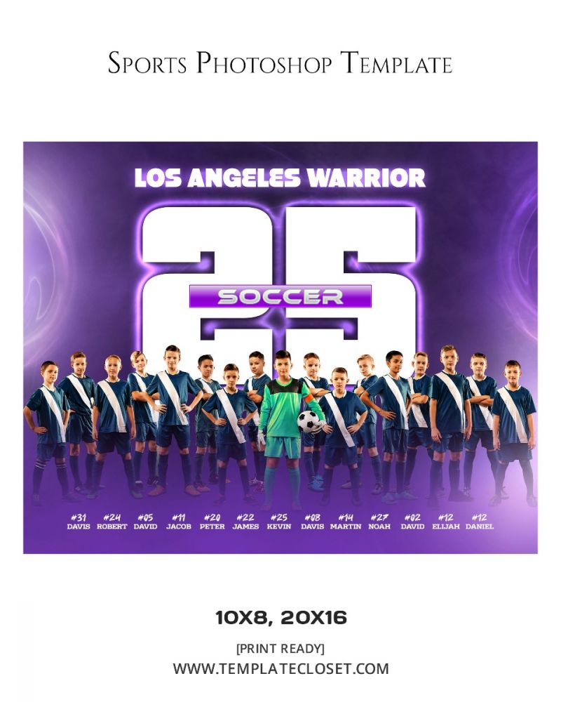 Soccer Los Angeles Warrior Team Customized Sport Photography Template