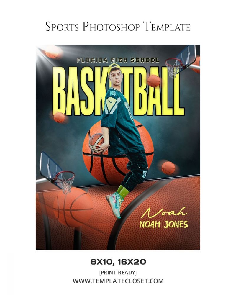 Best Basketball 3D Effect Customized Photoshop Template