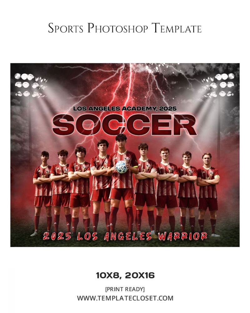 Soccer Warrior Senior Team Sport Photography Template