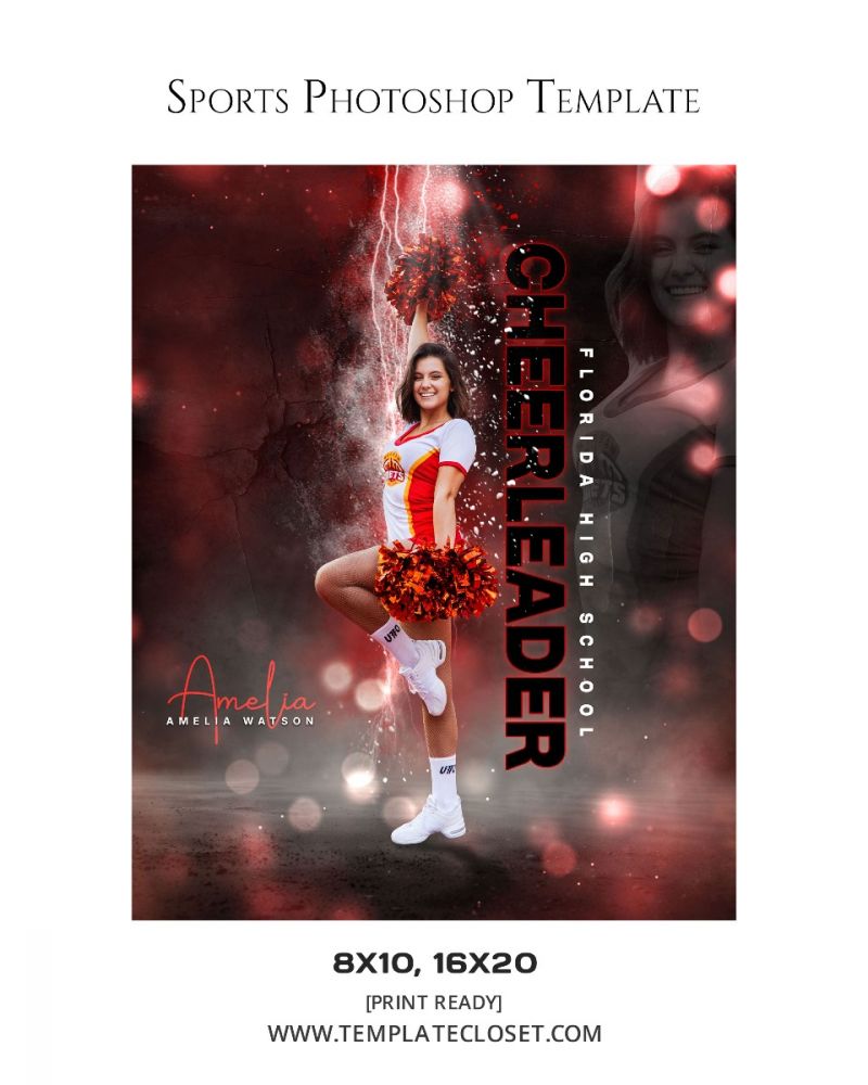 Cheerleader Signature Effect Florida High School Sport Photography Template