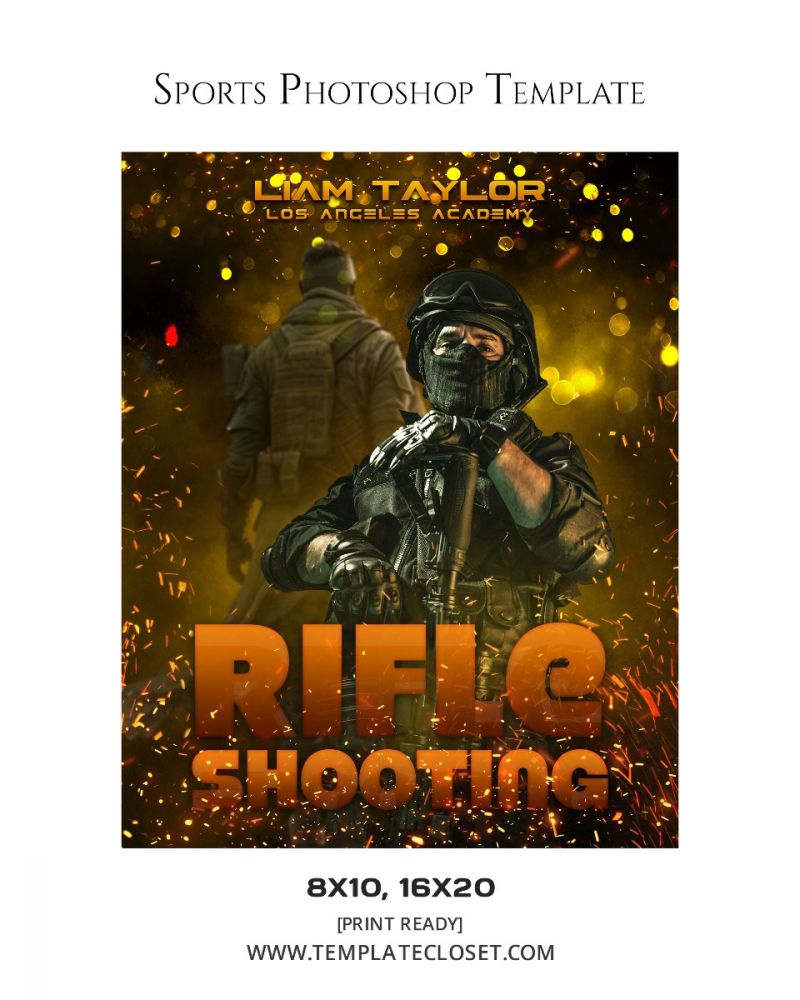 Rifle Shooting Fire Effect Layered Photoshop Template