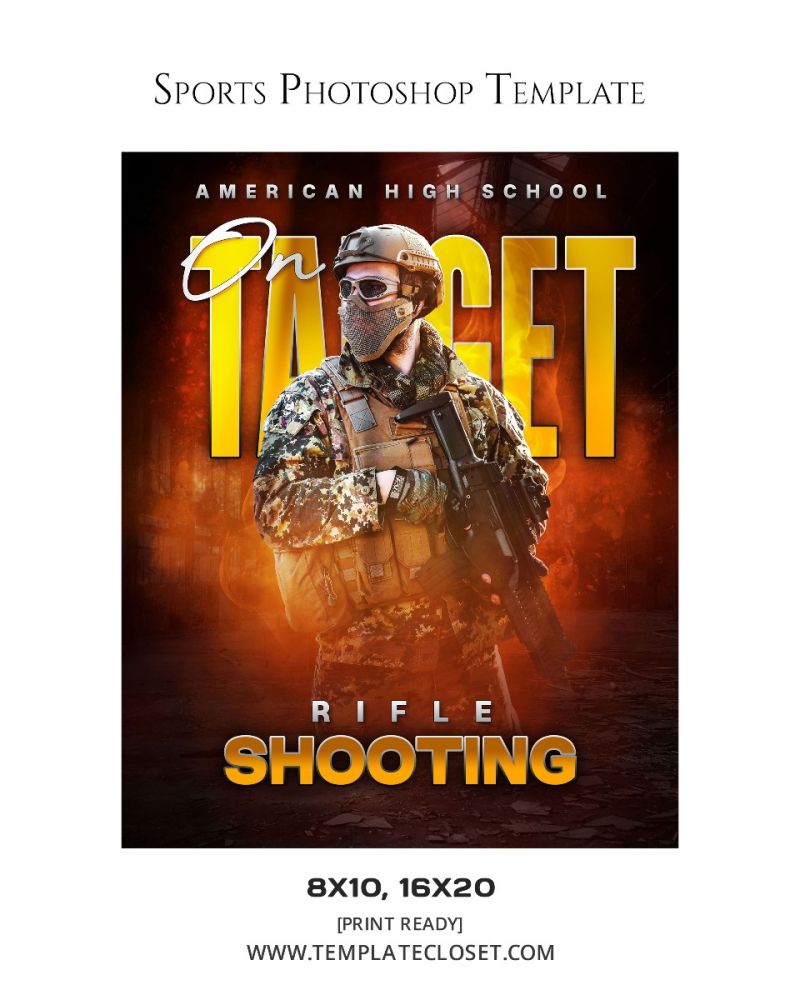 Rifle Shooting - On Target Fire Effect Sport Photoshop Template