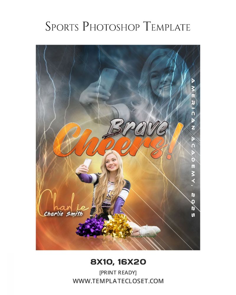 Cheerleader Memory Mate Customized Layered Photoshop Template