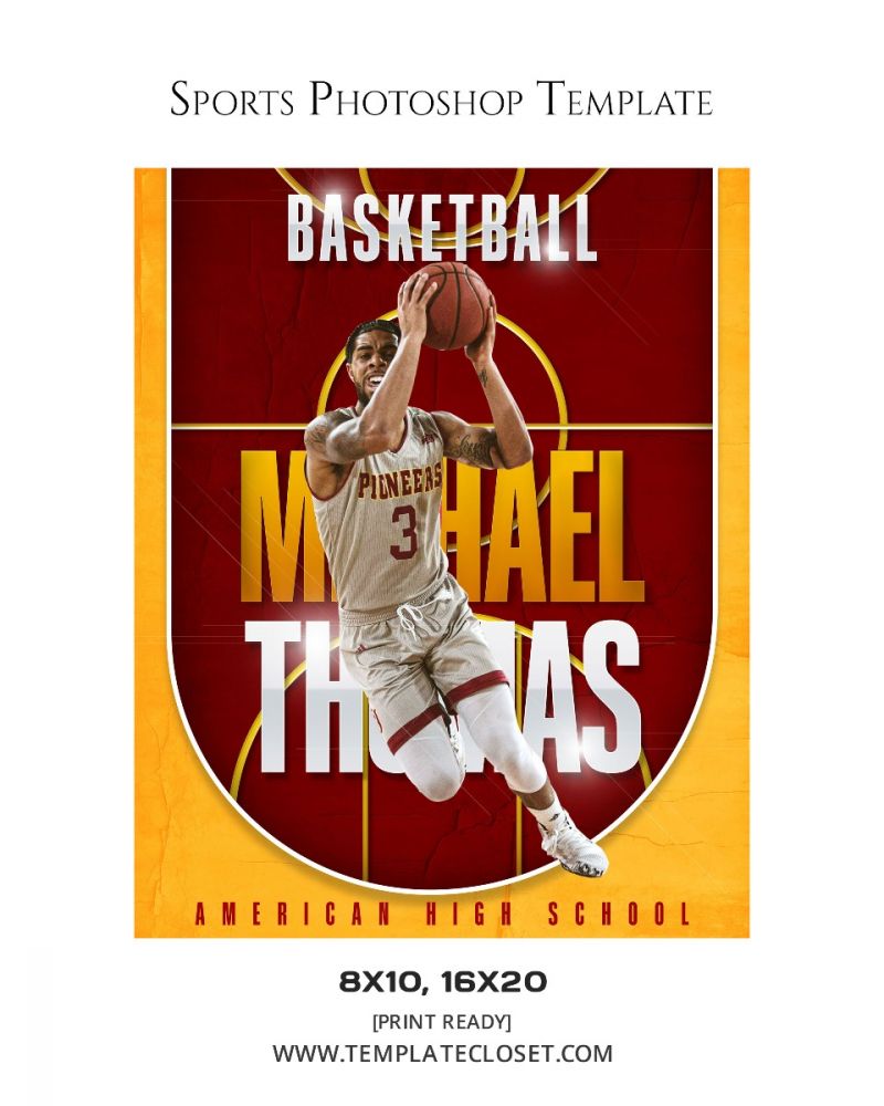 Basketball Multi Layered Customized Sport Photoshop Template