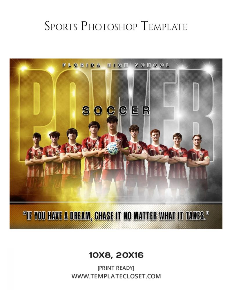 Soccer Powerful Team Enliven Effect Sport Photography Template