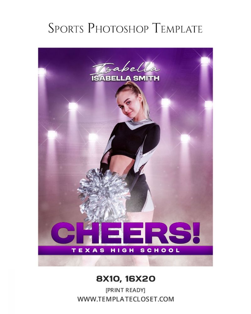 Cheerleader Light Background Sport Photography Template