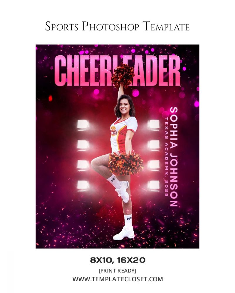 Cheerleader Light And Sparkle Effect Customized Photograpy Template