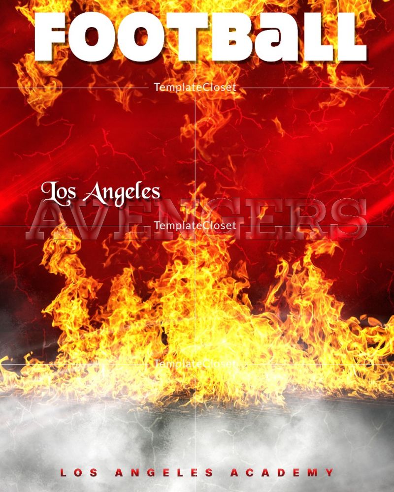 Football Team On The Fire With Captain Sport Photography Template