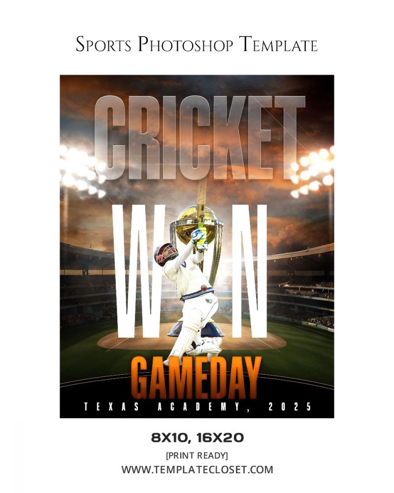 Cricket Green Effect Sports Print Ready Template