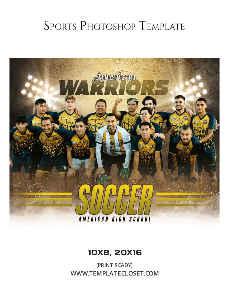 Soccer American Warriors Team Sport Photography Template