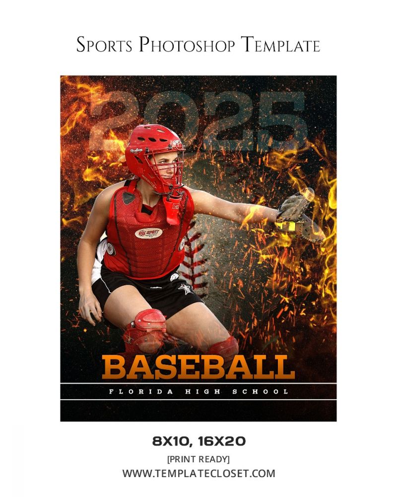 Baseball Florida High School Signature Effect Sport Photography Template
