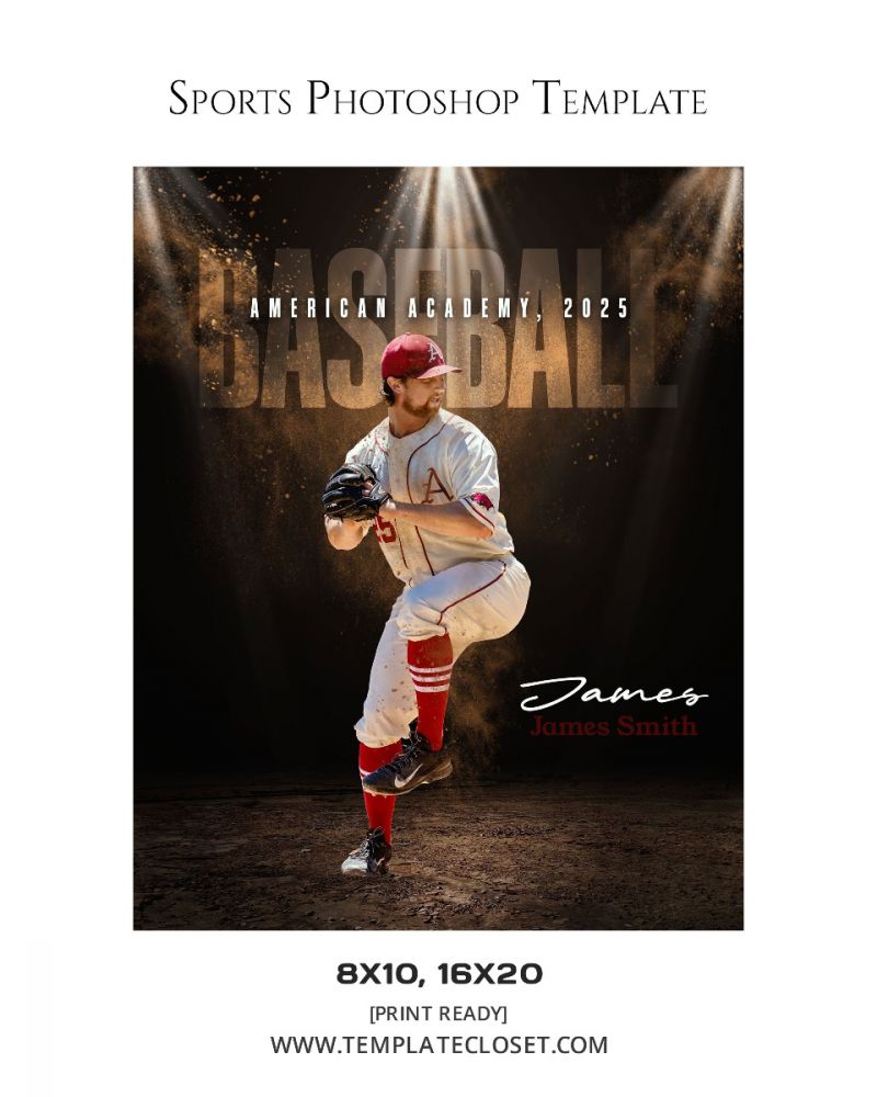 Baseball Florida High School Signature Effect Sport Photography Template