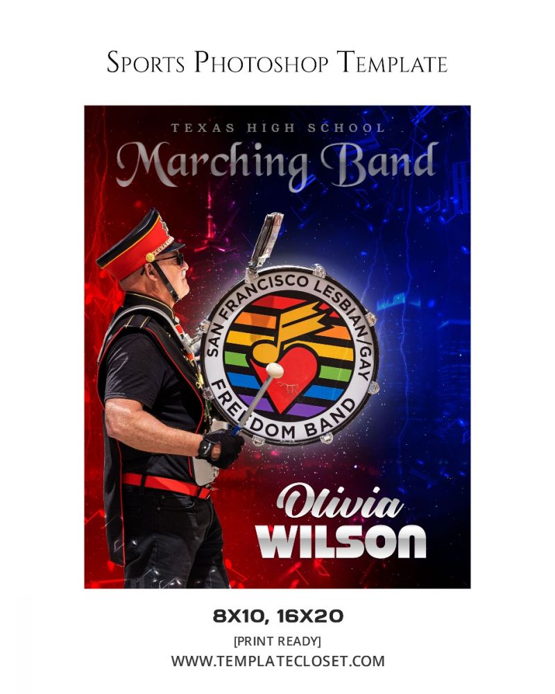 Marching Band Customized Layered Template
