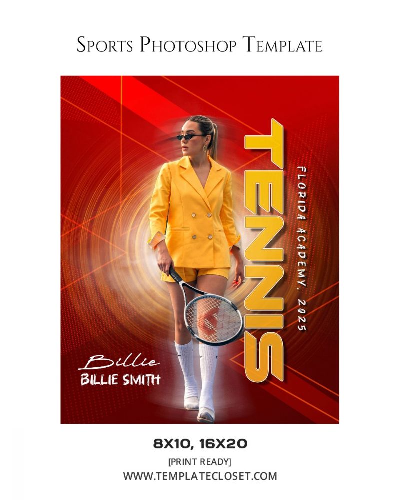Tennis Senior Memory Mate Sport Photography Template