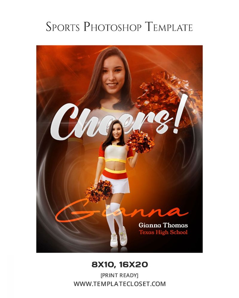 Gianna Thomas - Cheerleader Memory Mate Sport Photography Template
