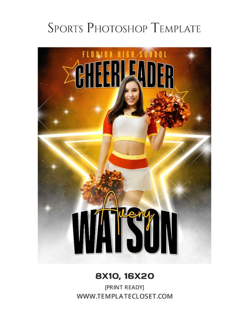 Cheerleader Star Effect Customized Photography Template
