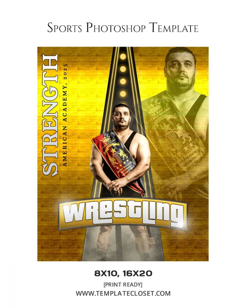 Wrestling Memory Mate Sports Photoshop Template