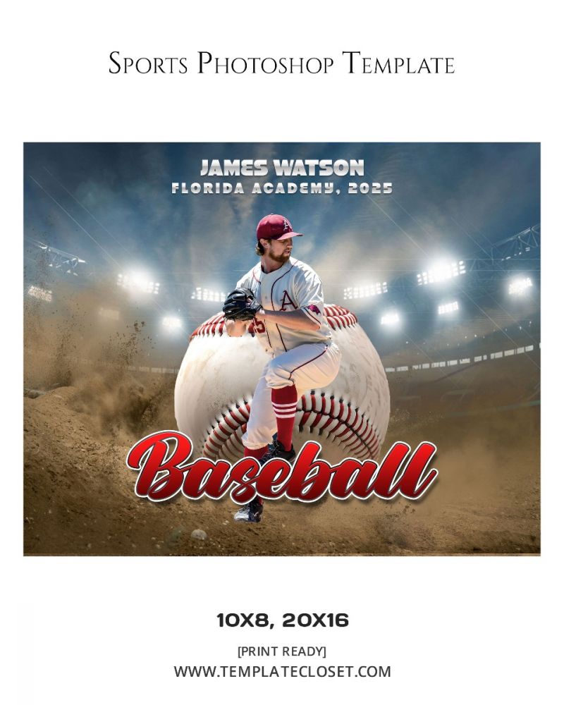 Baseball Florida High School Signature Effect Sport Photography Template
