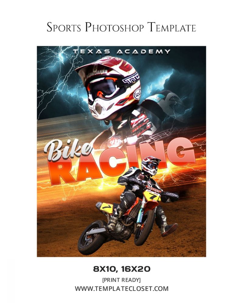 Bike Racing Senior Memory Mate Sport Photography Template