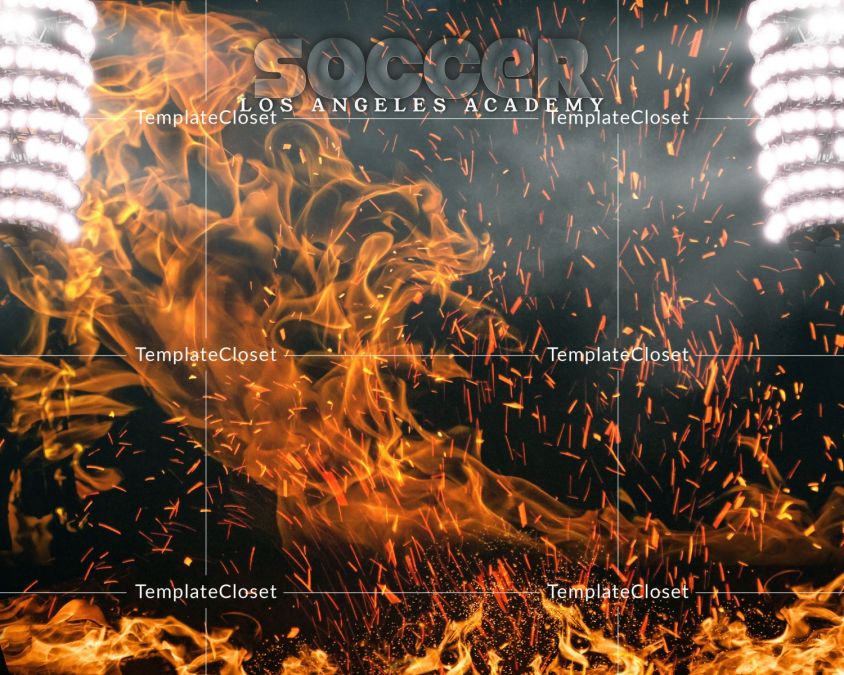 Soccer Senior Team Fire Effect Print Ready Sport Photoshop Template