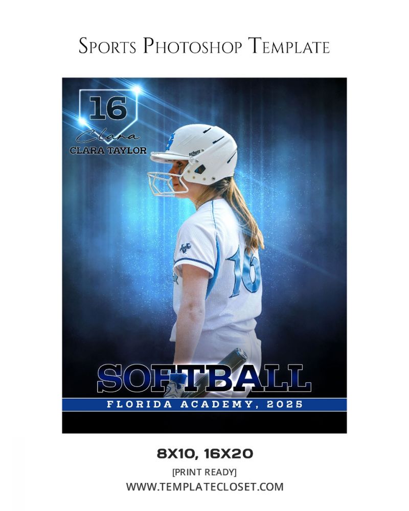 Softball Senior Enliven Effect Print Ready Sport Photography Template