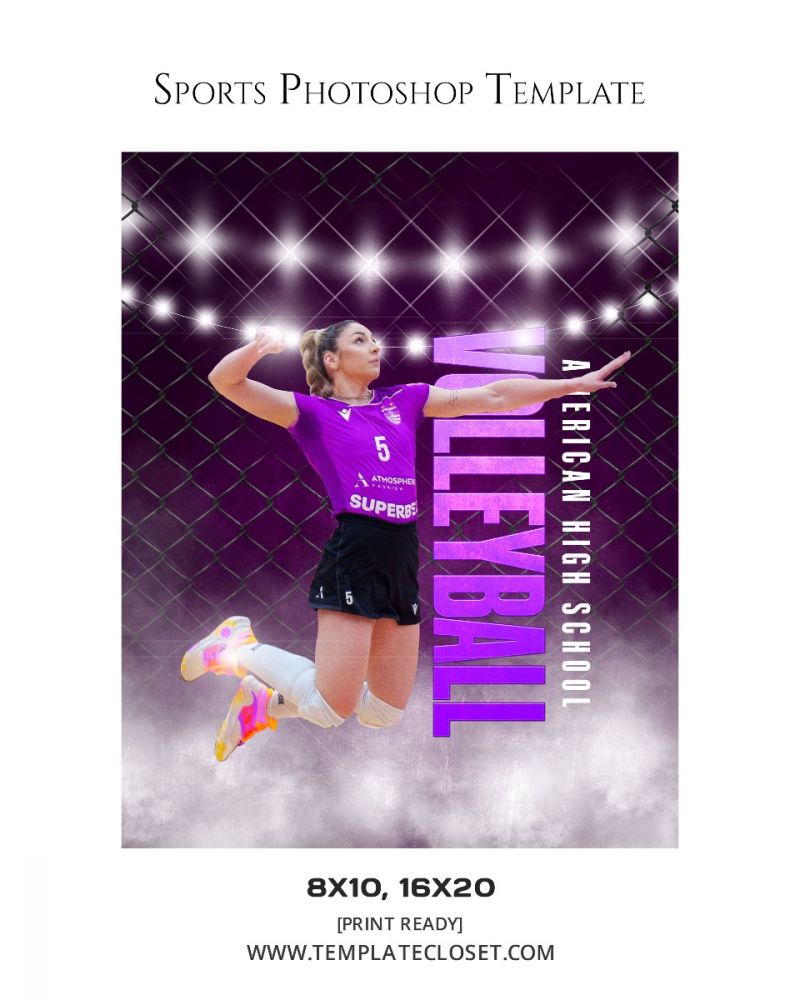 Volleyball Senior Enliven Effect Print Ready Photography Template