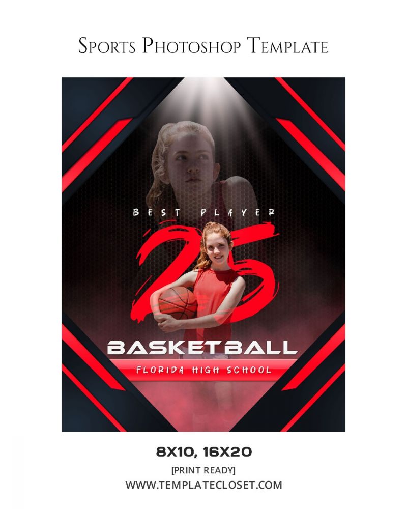 Basketball Memory Mate With Light Effect Sport Photography Template