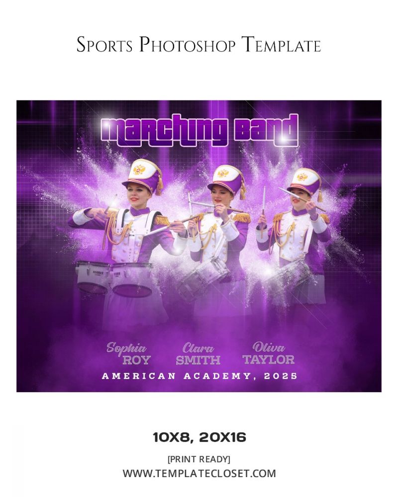 Marching Band Senior Team Sport Photography Template