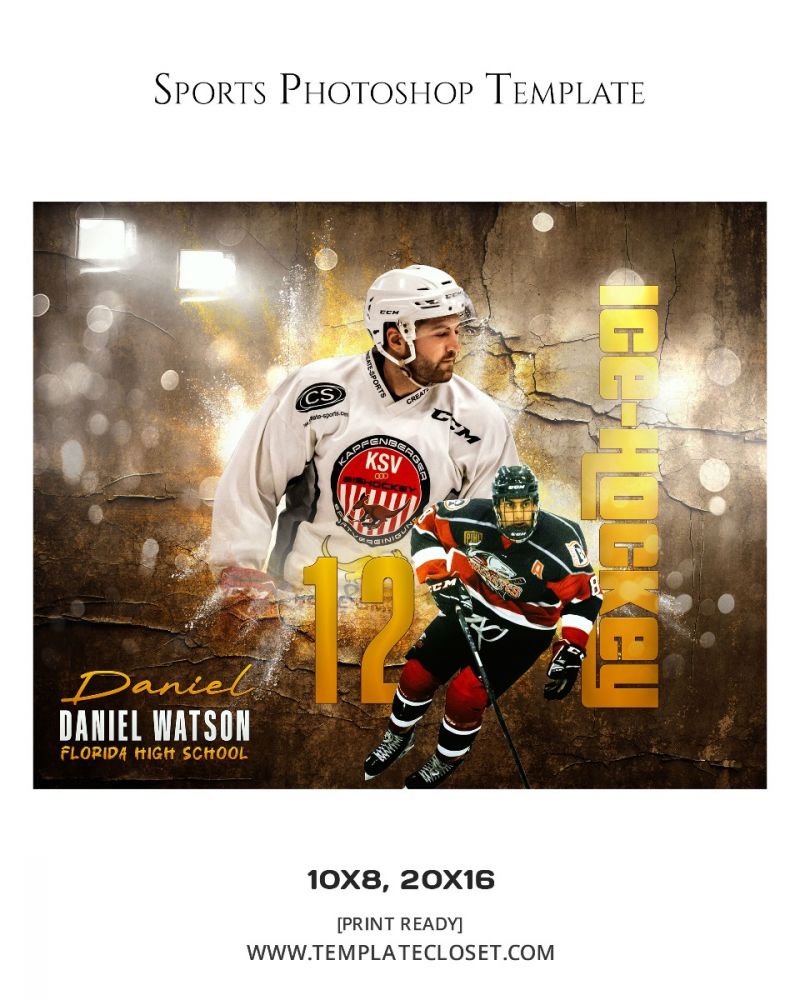 Daniel Watson - Ice Hockey Senior Memory Mate Photography Template