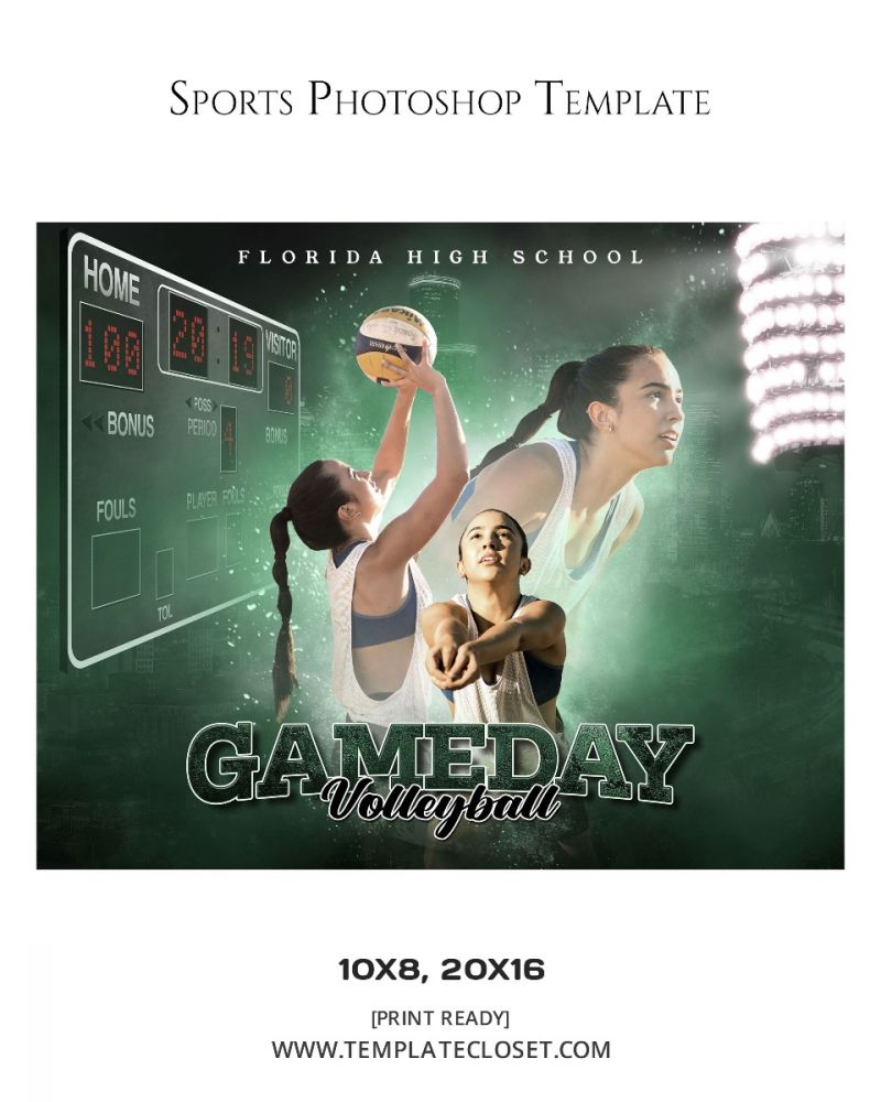 Volleyball Senior Enliven Effect Print Ready Photography Template