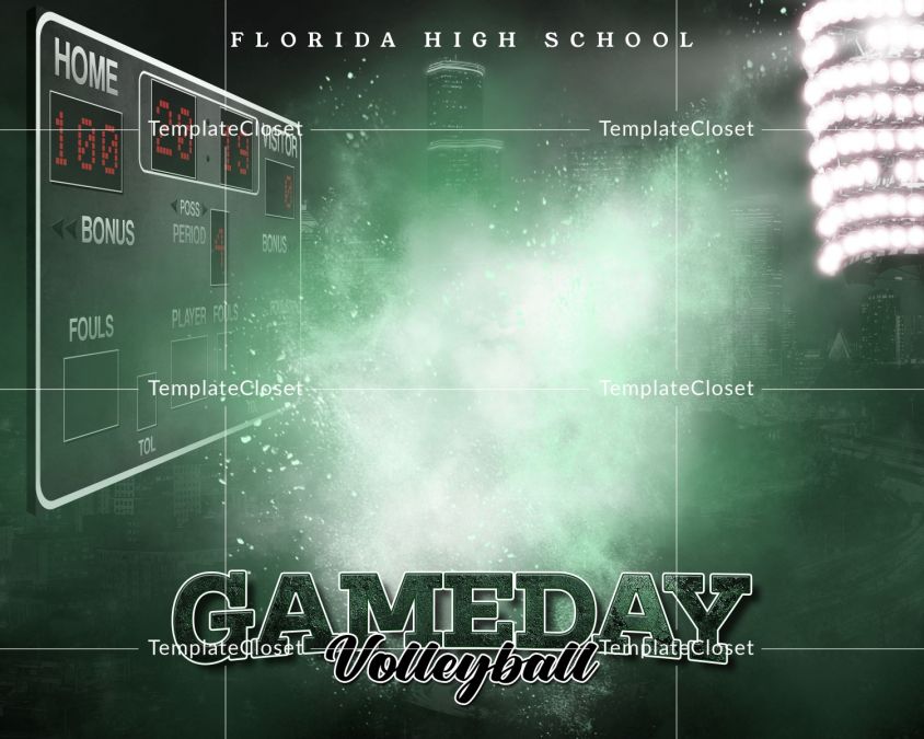 Volleyball Light Effect Photoshop Layered Photography Template