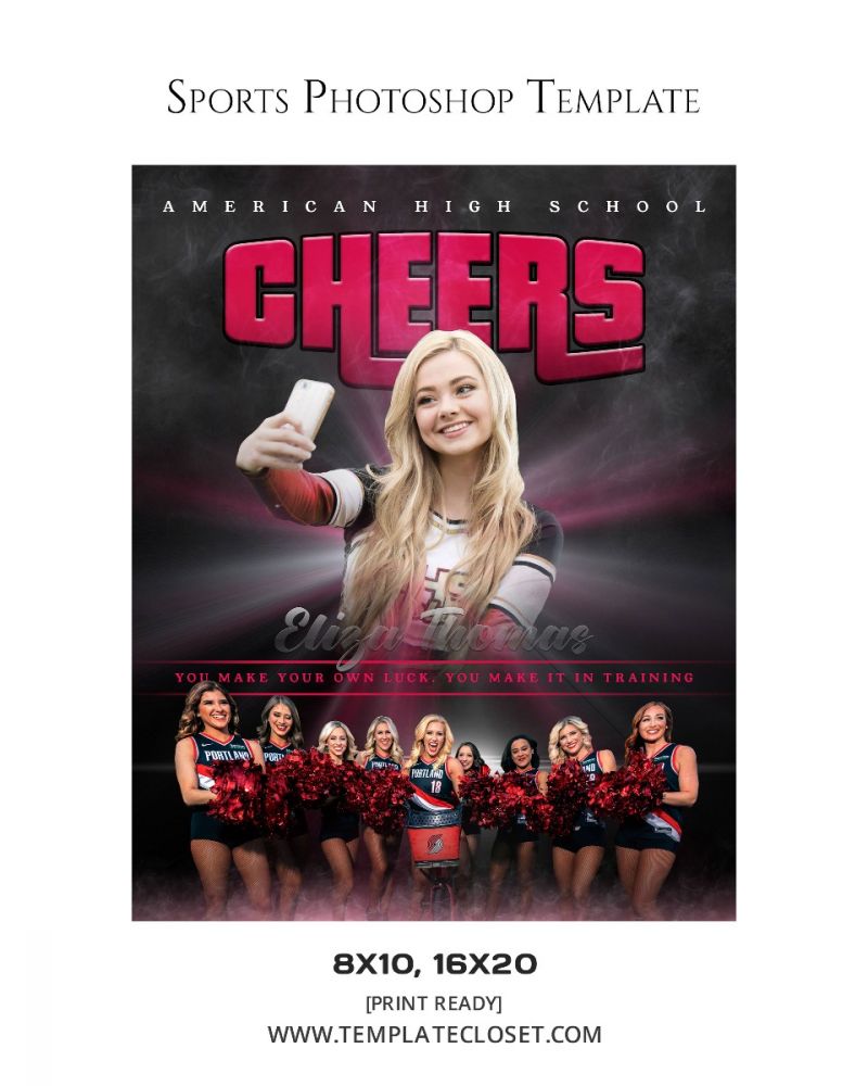 Cheerleader Senior Signature Effect Sport Photography Template