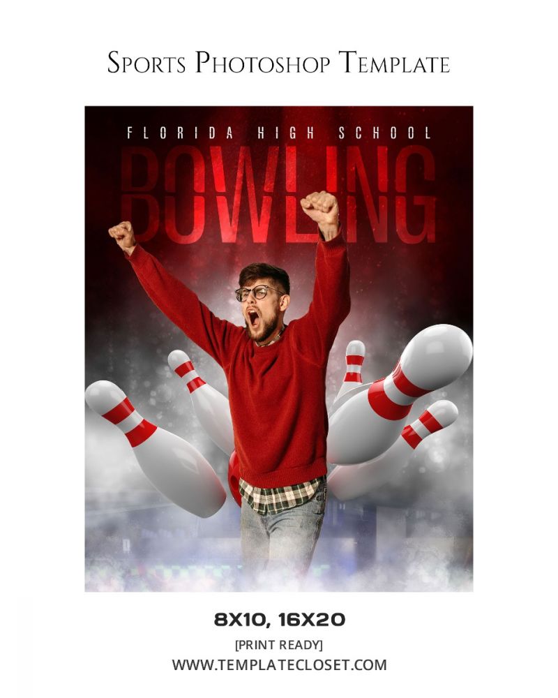 Best Bowling 3D Effect Customized Sport Photography Template